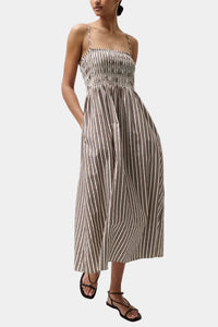 Pistola Bianca Shirred Bodice Maxi Dress in Java Stripe