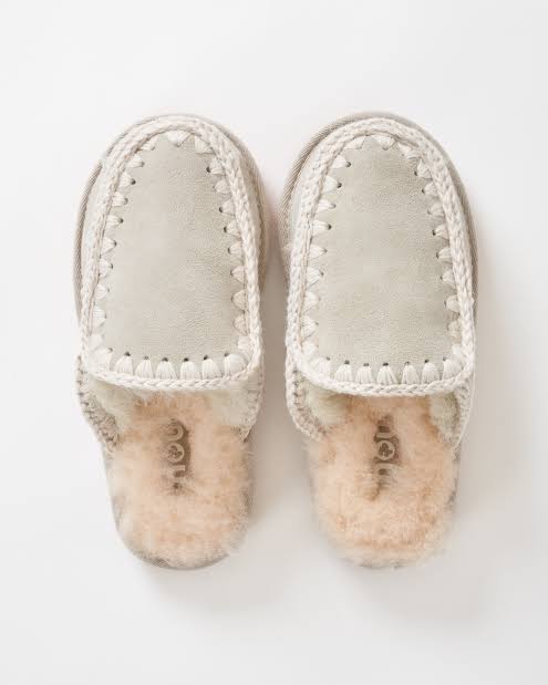 MOU Eskimo Suede Slipper in Silver Birch