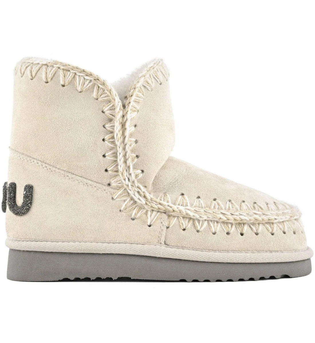 MOU Eskimo 18 Suede Glitter Logo Boots in Chalk