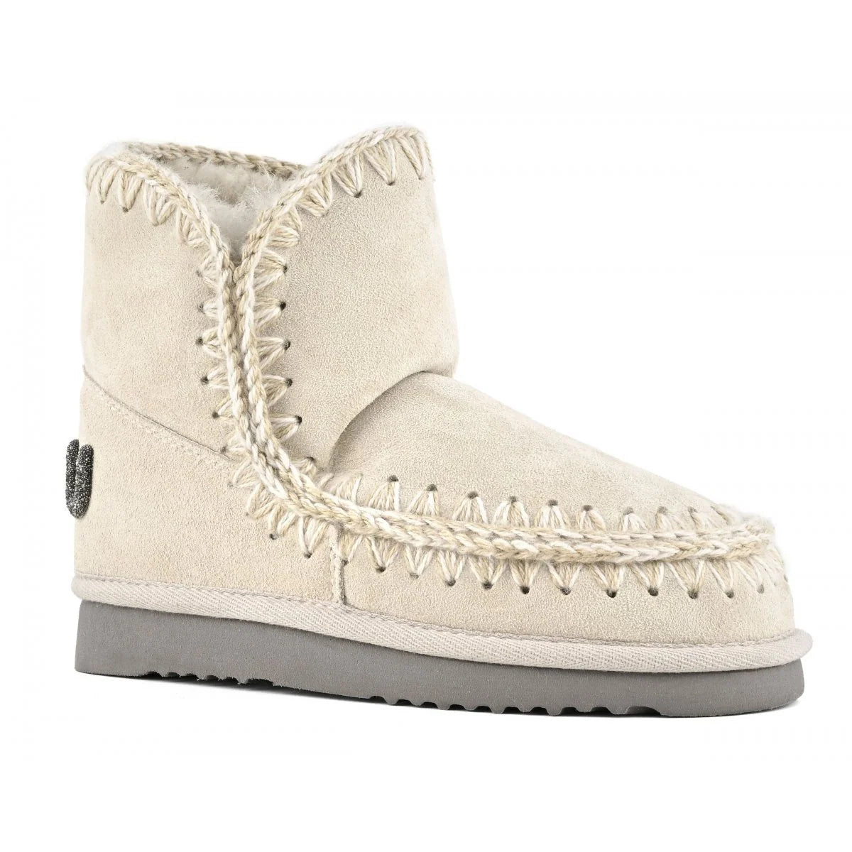 MOU Eskimo 18 Suede Glitter Logo Boots in Chalk