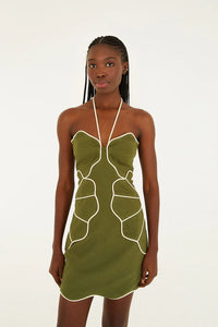 FARM Rio Green Wavy Mini Dress