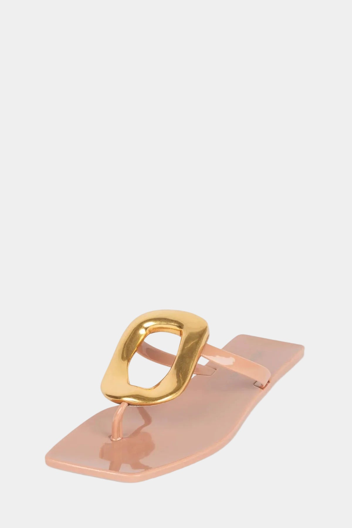 Jeffrey Campbell Linques Jelly Sandal in Beige Shiny Gold