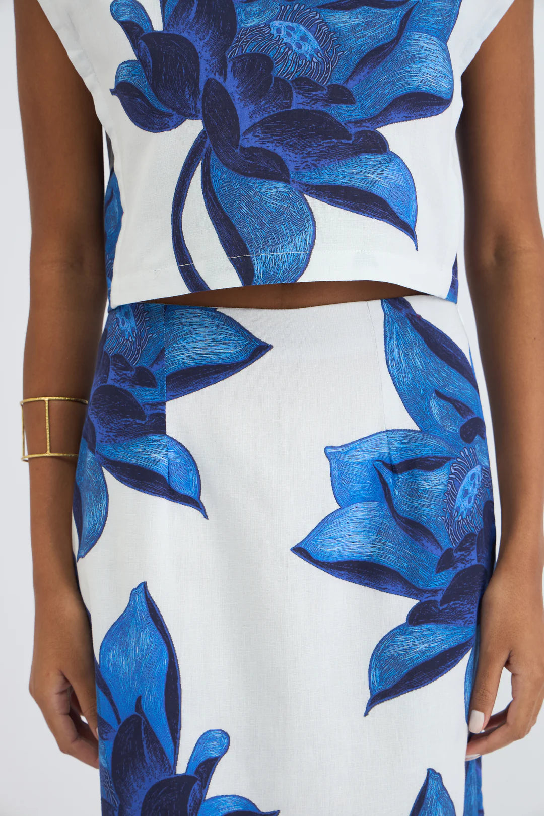 Beyond by Vera Piper Top & Amber Skirt Set in Lotus Indigo