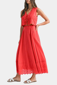 Emilia Scalloped Crop Top & Midi Skirt Set