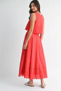 Emilia Scalloped Crop Top & Midi Skirt Set