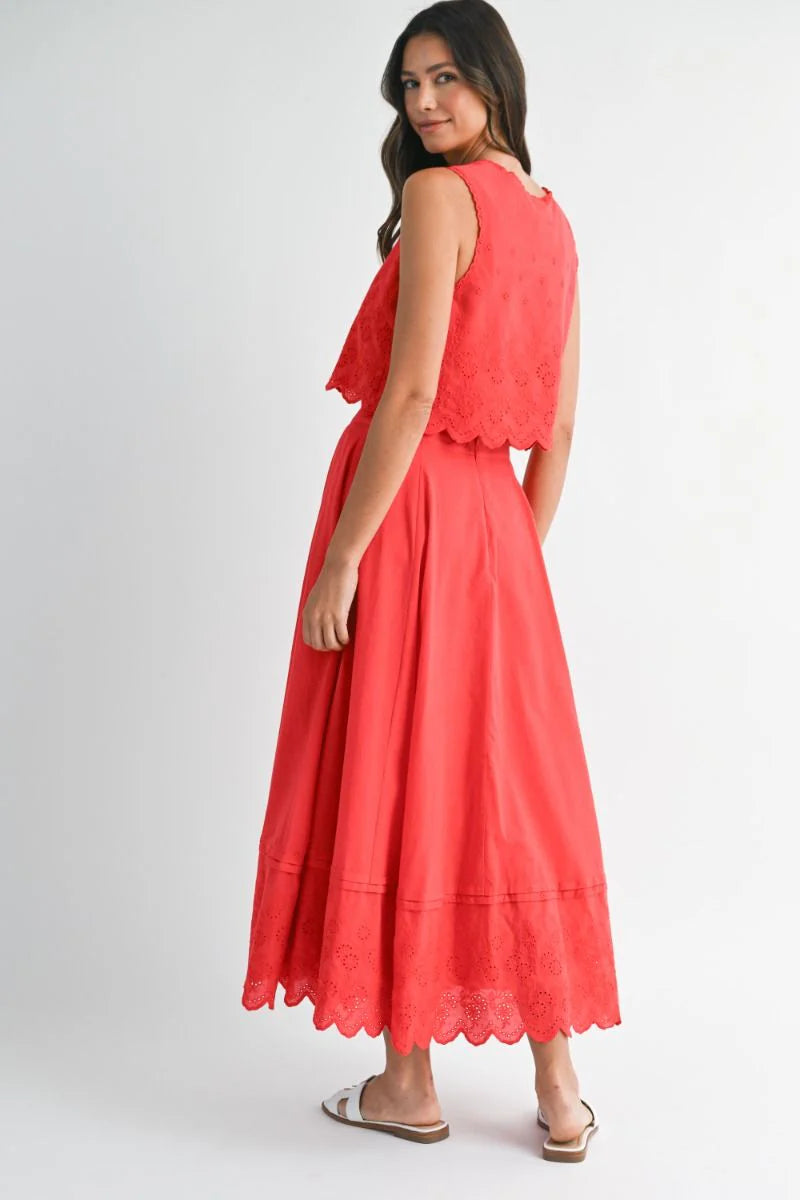 Emilia Scalloped Crop Top & Midi Skirt Set
