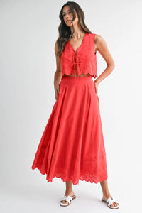 Emilia Scalloped Crop Top & Midi Skirt Set
