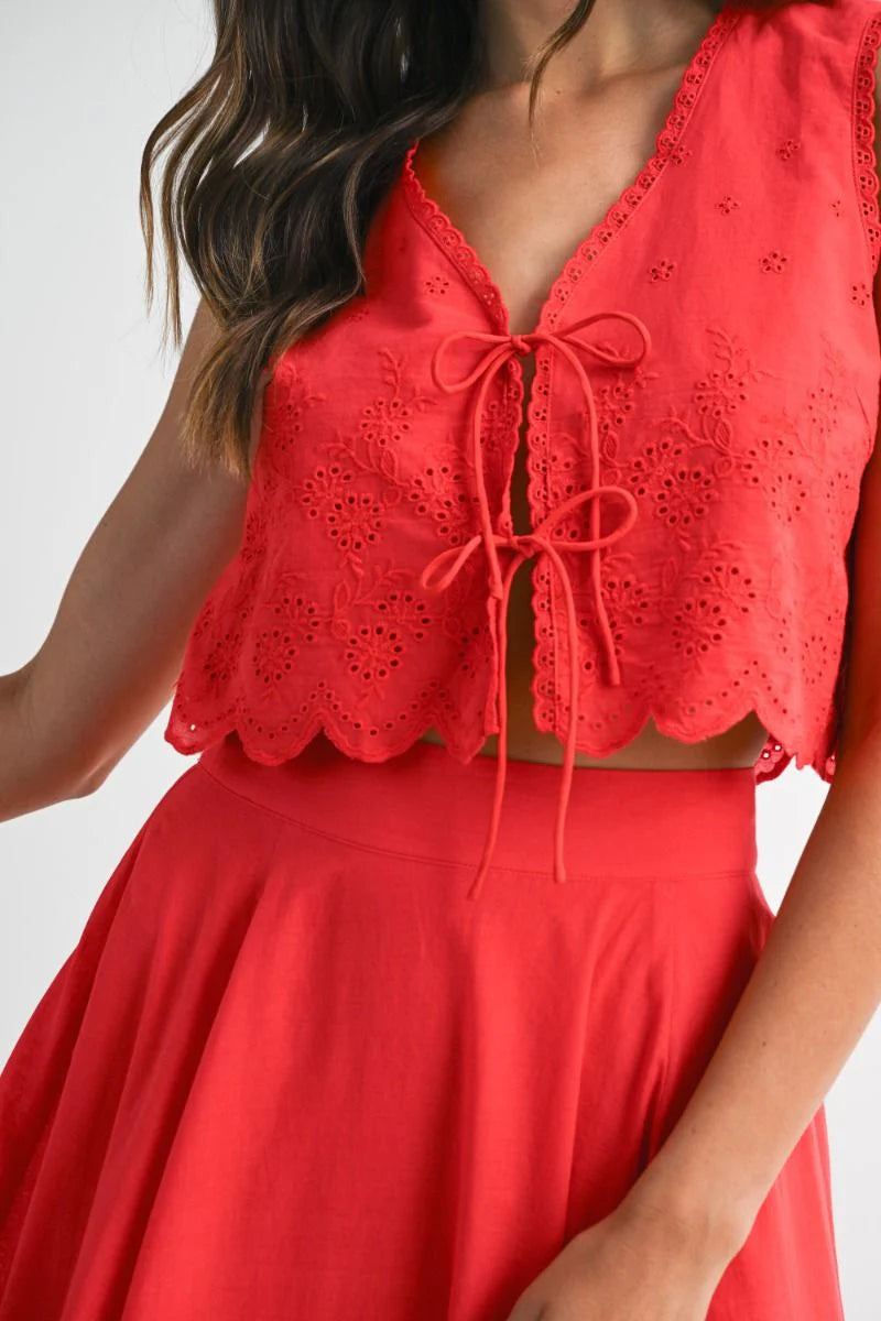 Emilia Scalloped Crop Top & Midi Skirt Set