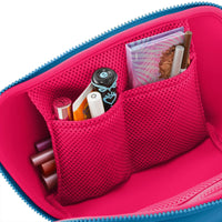 KUSSHI Neoprene Makeup Bag in Midnight Teal/Raspberry