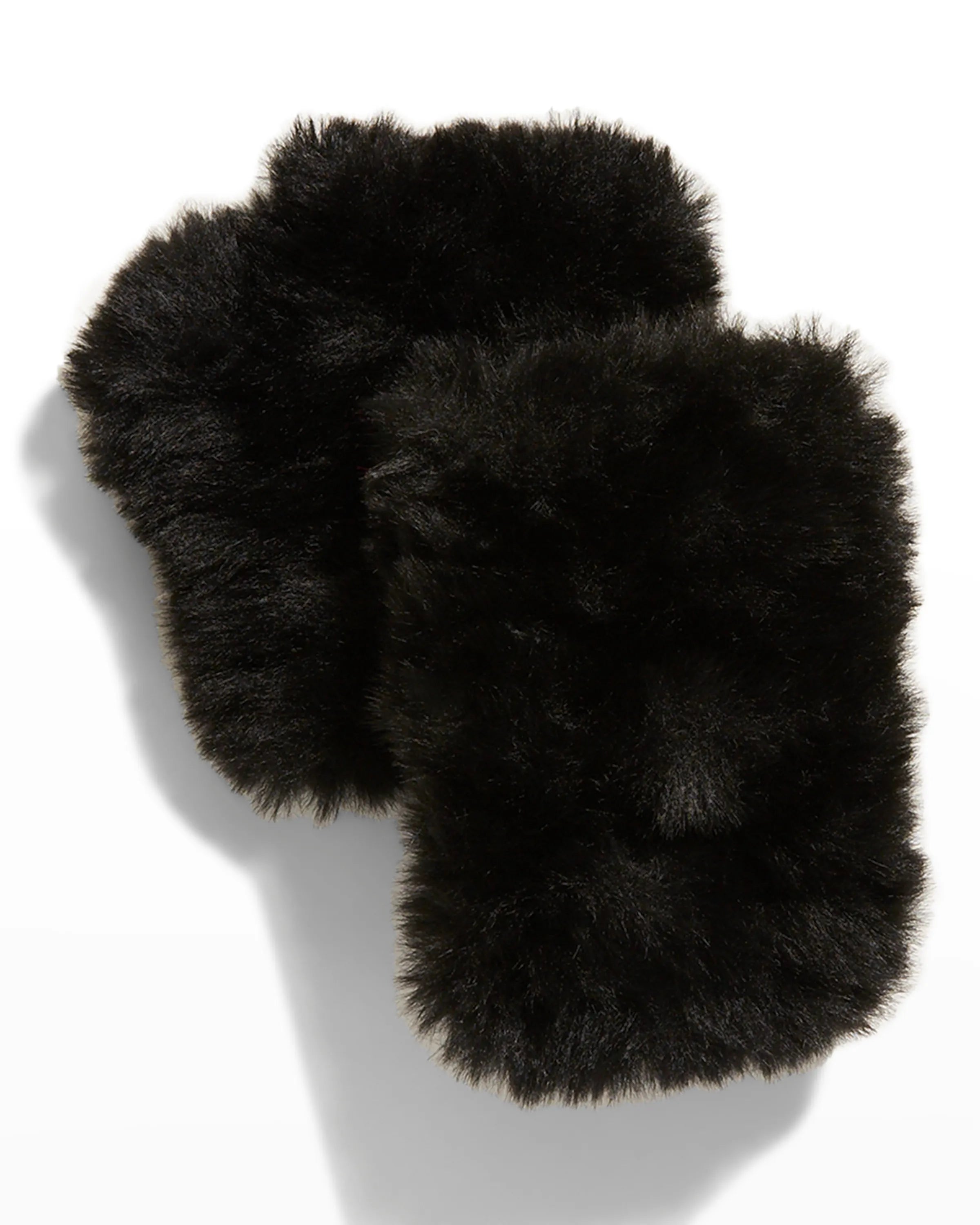Jocelyn Fingerless Faux Fur Mittens in Black