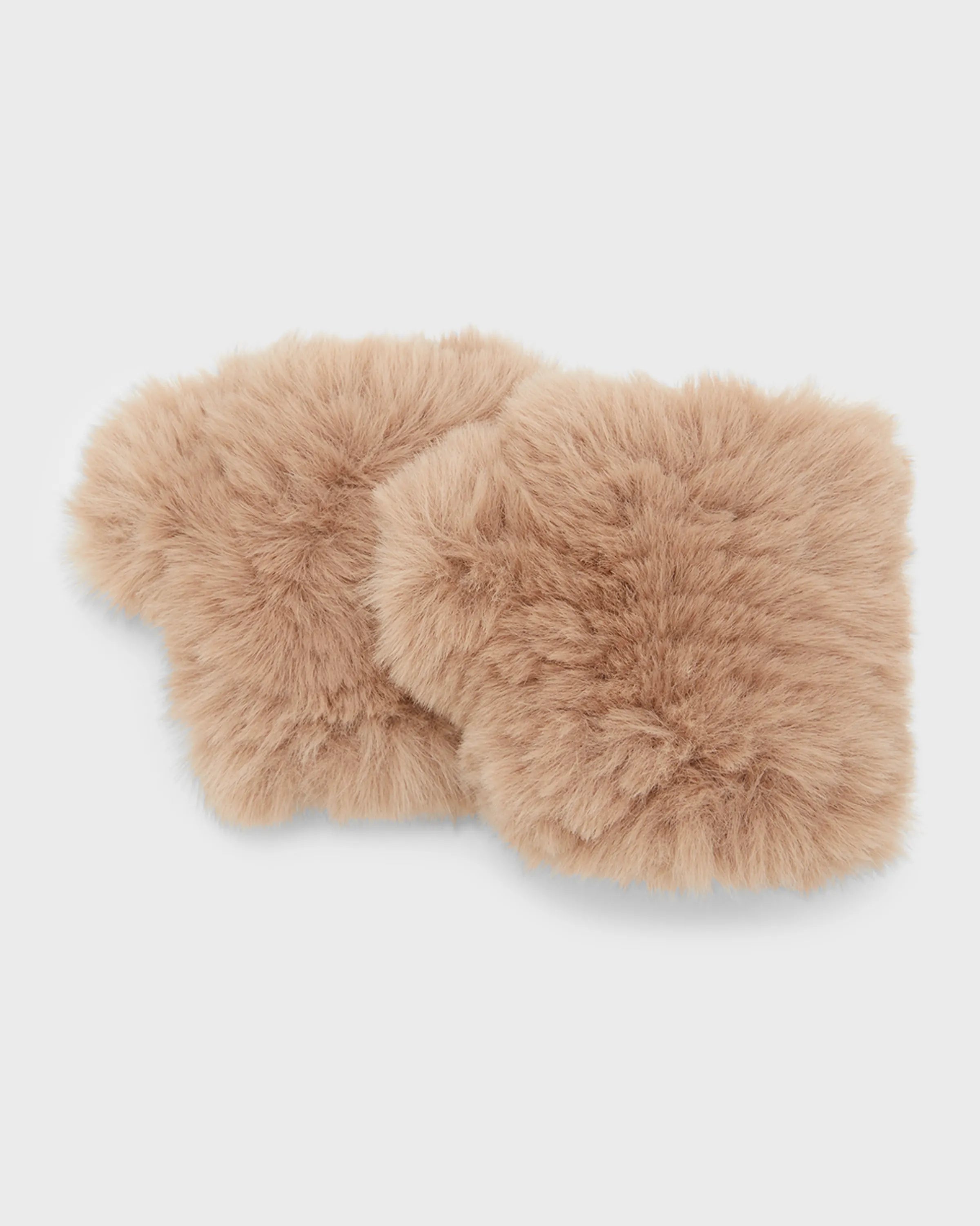 Jocelyn Fingerless Faux Fur Mittens in Palomino
