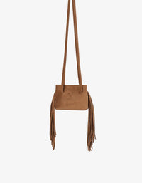 REMI/REID Noe Fringe Faux Suede Short Bag in Camel
