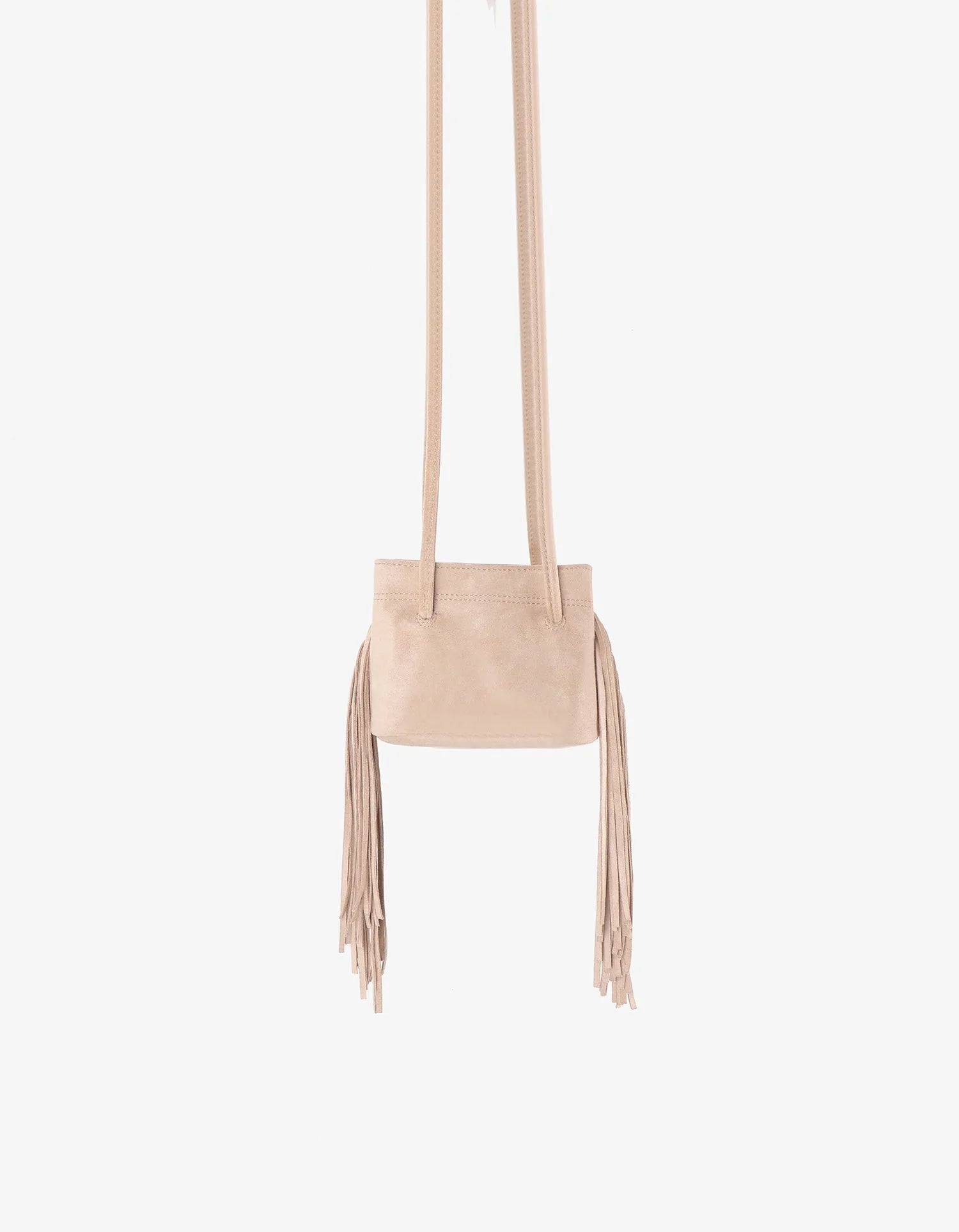 REMI/REID Noe Fringe Faux Suede Short Bag in Foundation