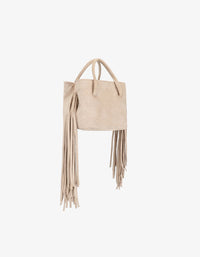 REMI/REID Noe Fringe Faux Suede Short Bag in Foundation