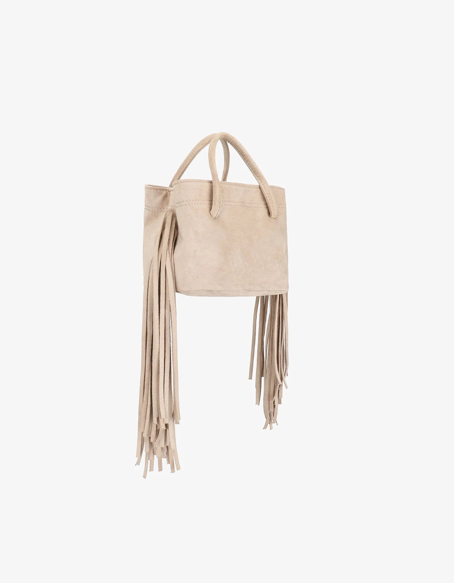 REMI/REID Noe Fringe Faux Suede Short Bag in Foundation