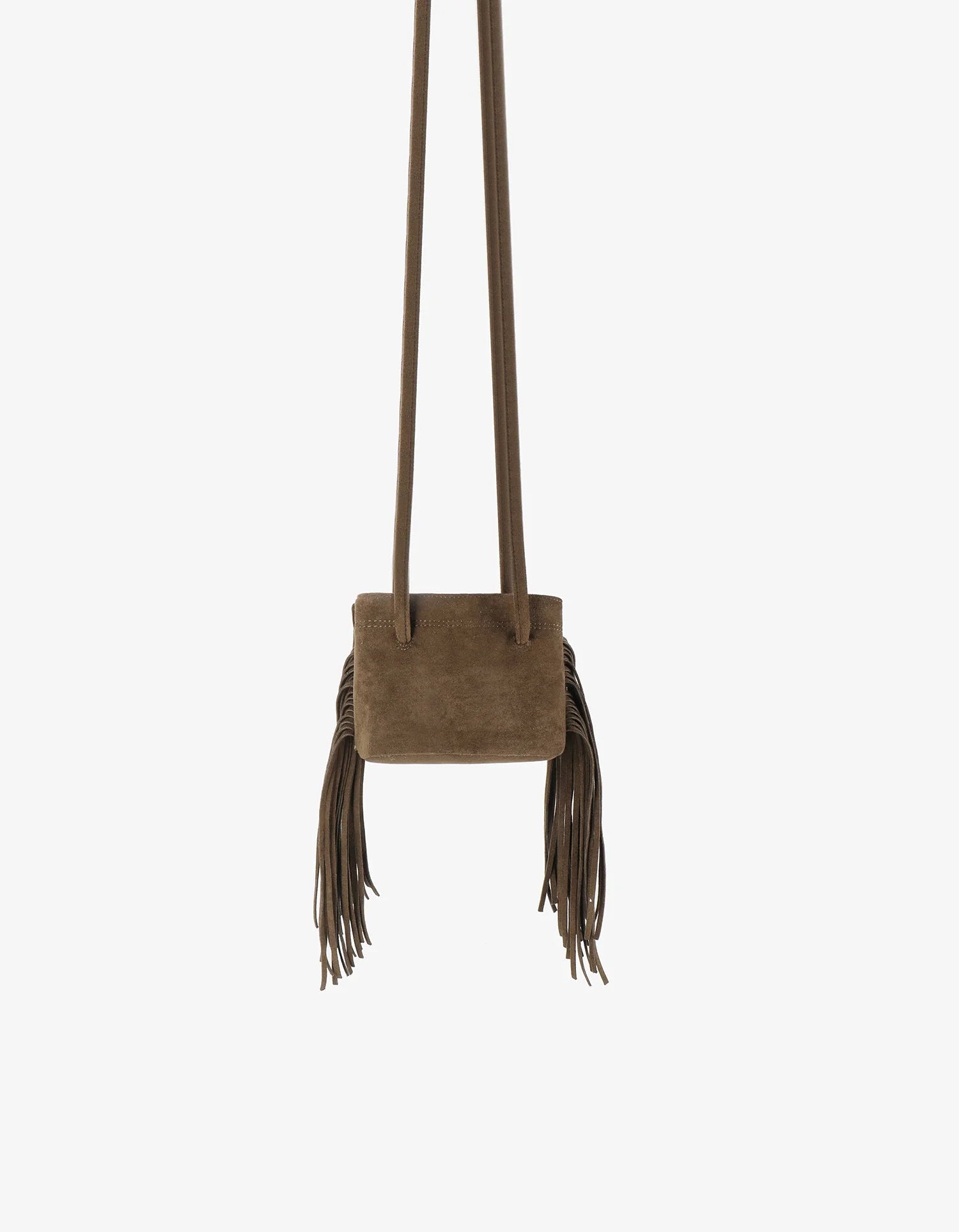 REMI/REID Noe Fringe Faux Suede Short Bag in Olive