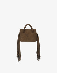 REMI/REID Noe Fringe Faux Suede Short Bag in Olive