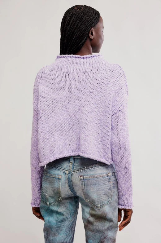 Free People Opal Sweater in Purple Satin