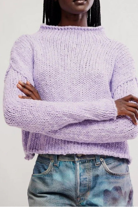 Free People Opal Sweater in Purple Satin