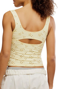 Free People Full Bloom Eyelet Cami in Banana Cream