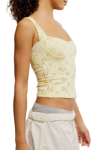 Free People Full Bloom Eyelet Cami in Banana Cream