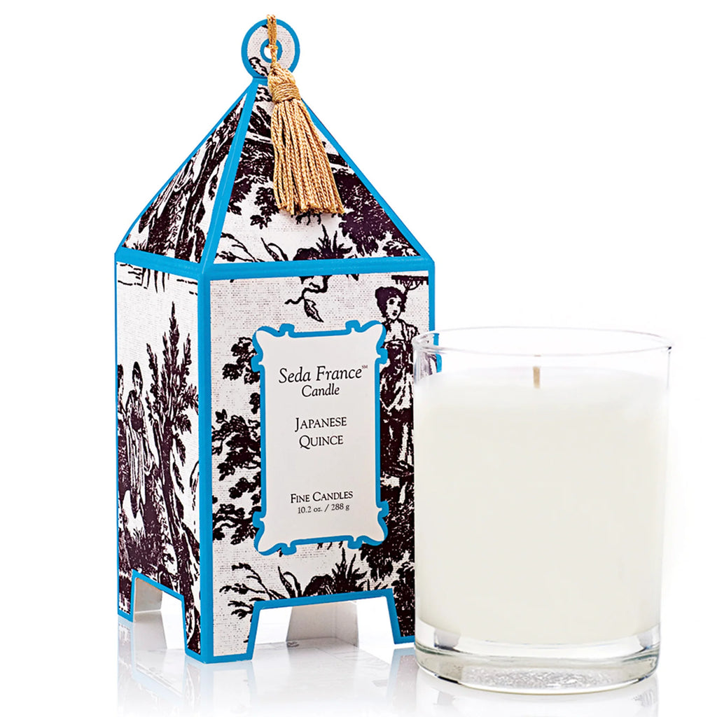 Japanese Quince Classic Toile Pagoda Box Candle