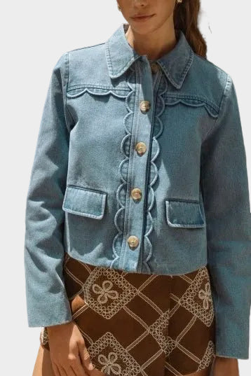 Gigi Scalloped Denim Jacket