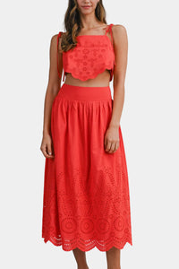 Bailey Embroidered Top & Midi Skirt Set