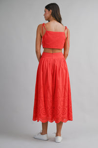 Bailey Embroidered Top & Midi Skirt Set