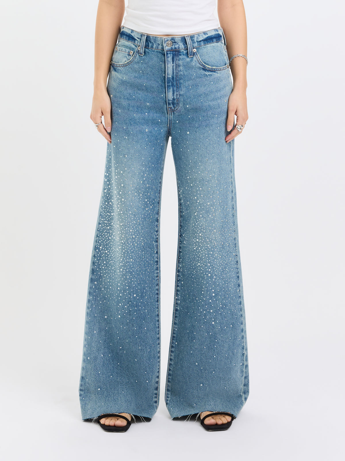 DAZE Far Out High Rise Wide Leg Jeans in Stardust