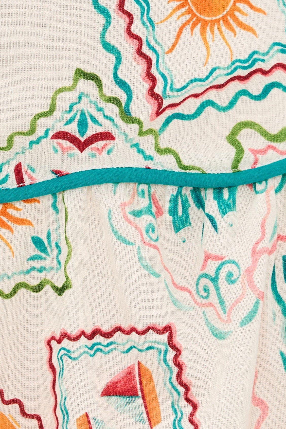 Saylor Tashi Stamp Print Linen Midi Skirt Set