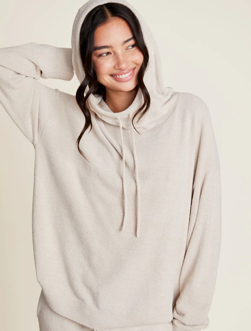 Barefoot Dreams CozyChic Ultra Lite® Funnel Neck Hooded Pullover in Bisque
