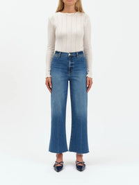 DAZE Pleaser High Rise Wide Ankle Jeans in Indigo Wave