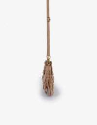 REMI/REID Vassel Fringe Faux Suede Clutch Bag in Tan